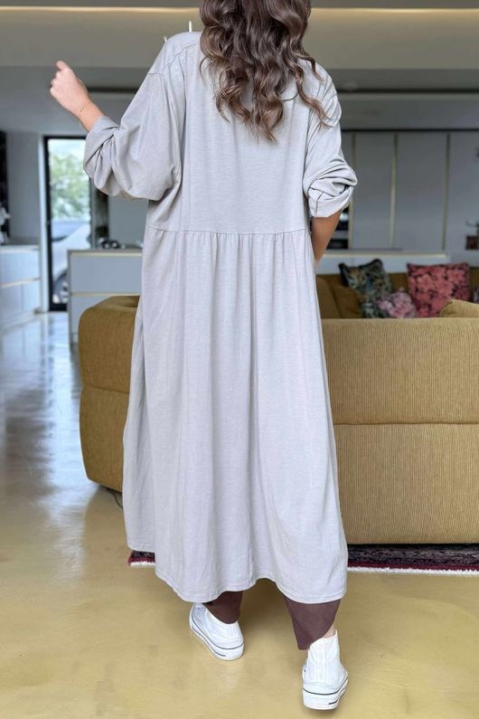 Made in Italy Donegal Cotton Jersey Smock Dress Mocha
